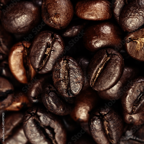 Dark Roasted Black Coffee Beans as Background, Wallpaper, Poster