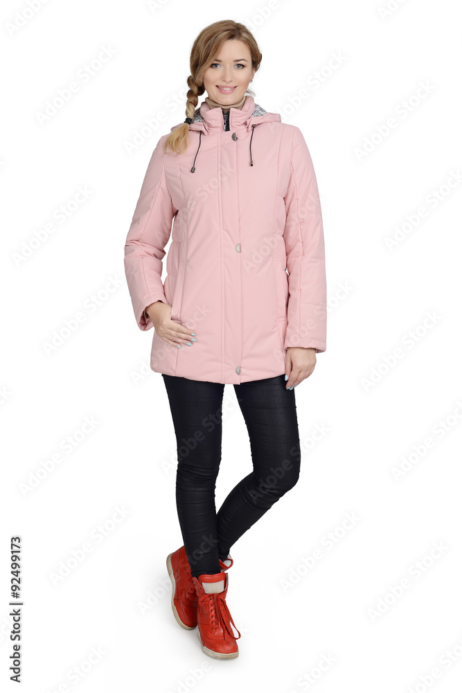 Young woman in short coat Young woman in short coat