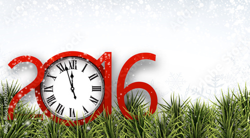 New year 2016 background with clock.