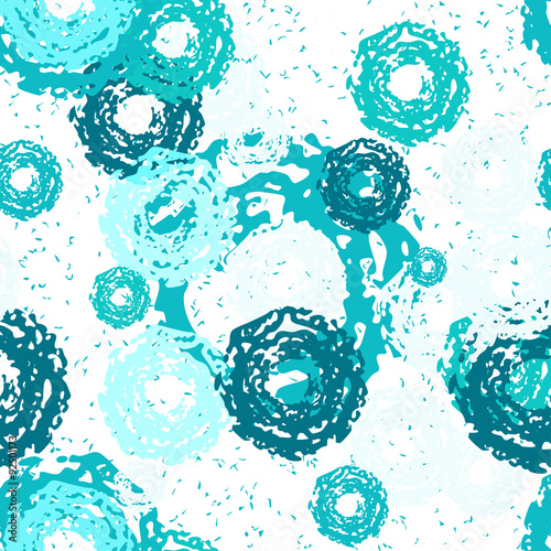 Seamless regular pattern. The rows of roundels in blue on a white background. Rapport from small parts. A blank for print tissue wrapping paper.Textile  ornament 4 color.