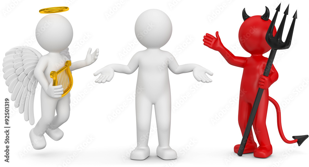 3d Männchen gut und böse Stock Illustration Adobe Stock