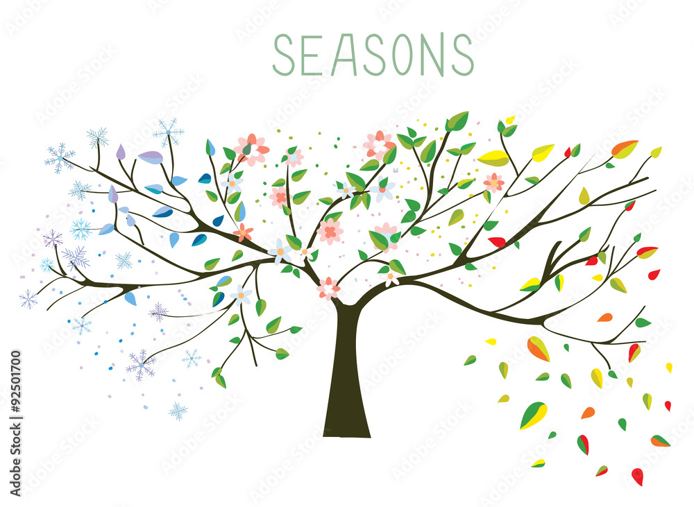 Fototapeta premium Tree during four seasons concept