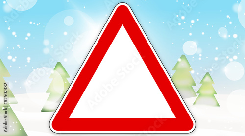 red sign winter wood backgr...