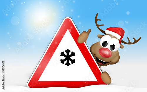 snow sign reindeer winter