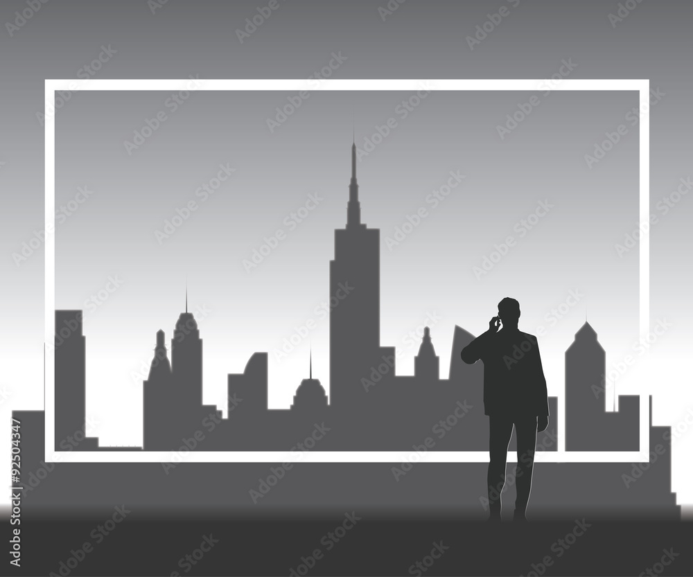 Obraz premium Silhouette people with copyspace frame.