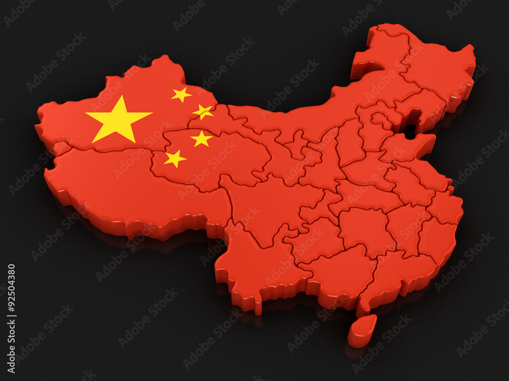 Naklejka premium Map of China. Image with clipping path.