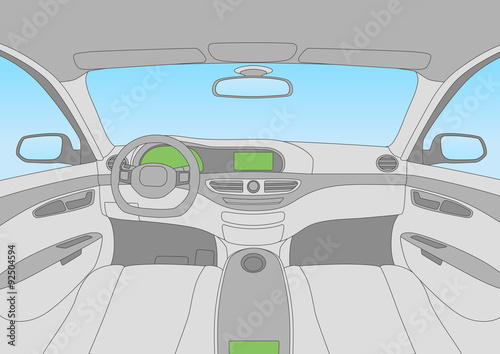 modern car cockpit, vector illustration
