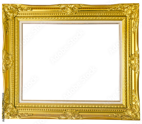 Antique gold frame isolated over white background 