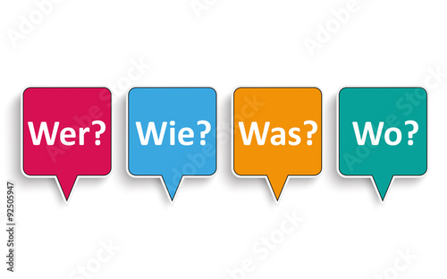 4 Speech Bubbles Wer Wie Was Wo