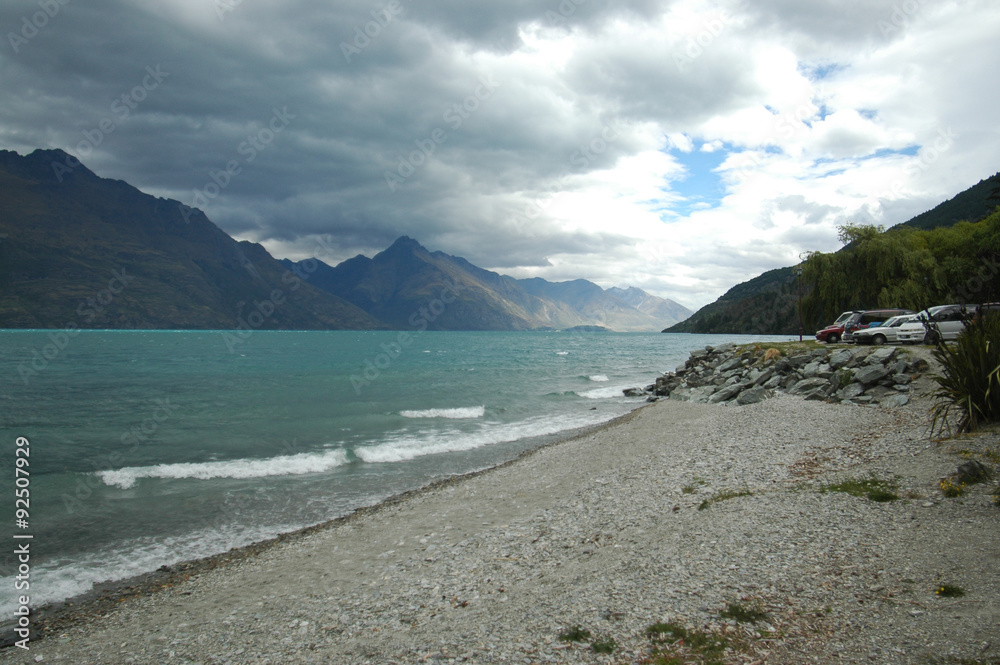 Lake Wakatipu in Queenstown – landscape. Lake Wakatipu in Queenstown – landscape.