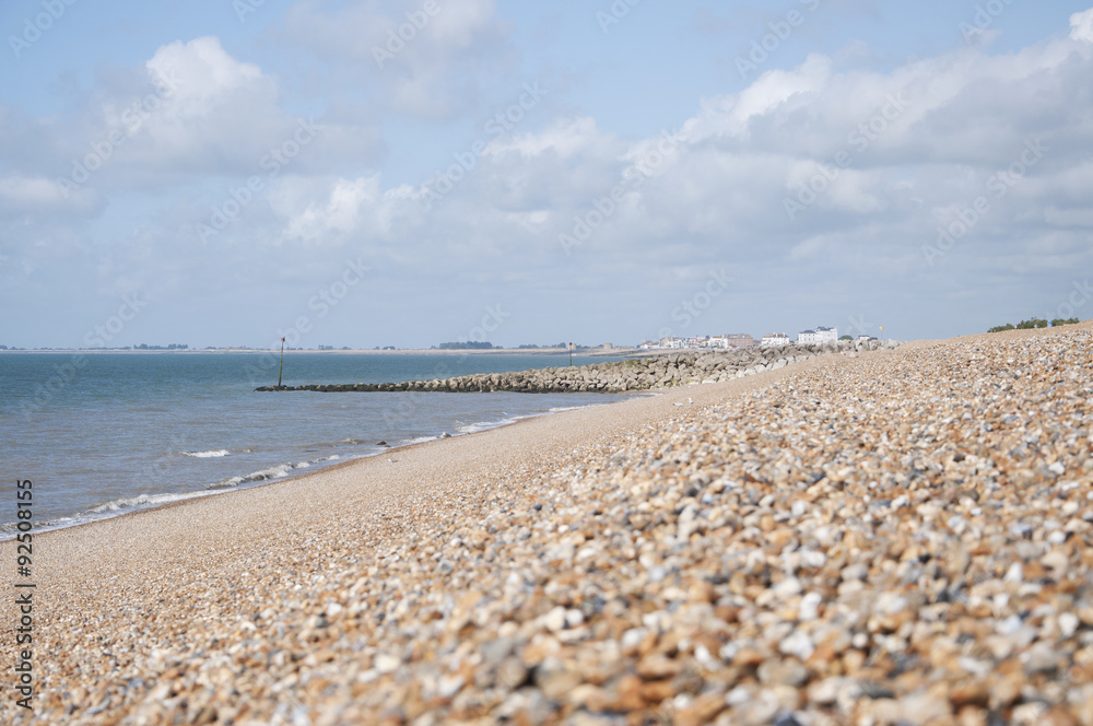 Lonely Pebble Beach at british coast of Kent, England Lonely Pebble Beach at british coast of Kent, England