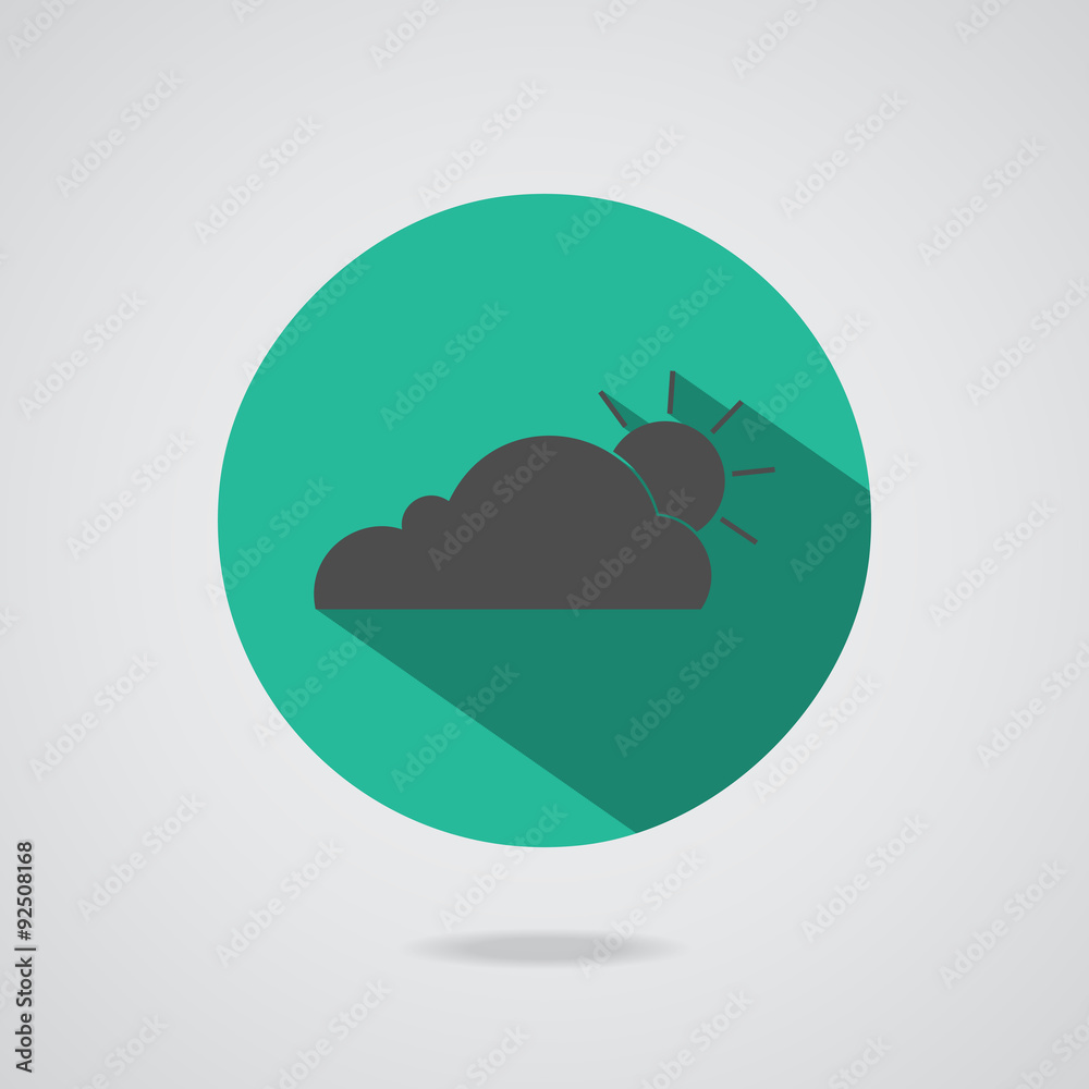 Vector abstract cloud icon. Teal button