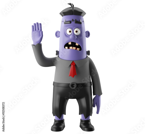 3D Halloween party cartoon isolated icon frankenstein, funny scary man character, zombie figure