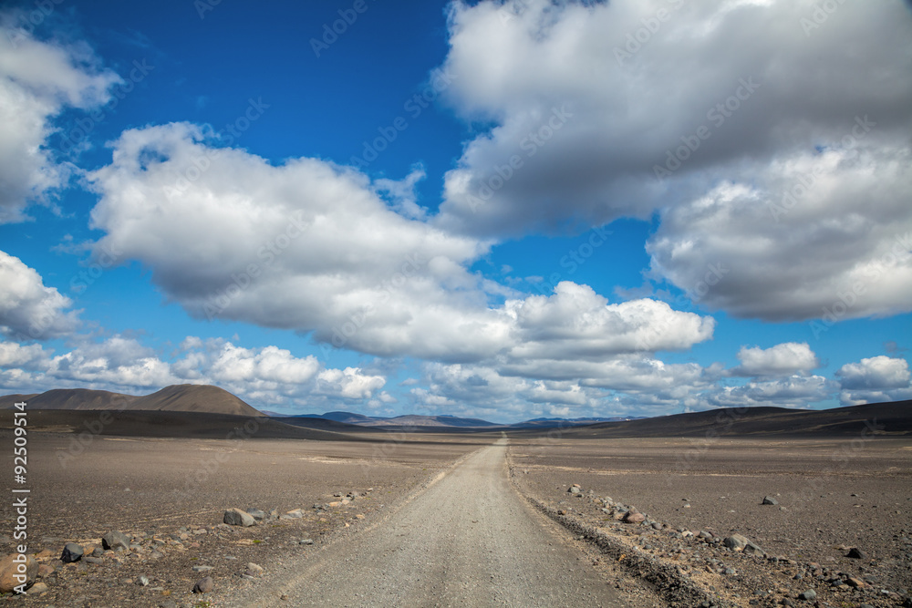 Empty dirt road in iceland
