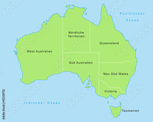 Australien - Karte in Grün