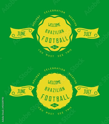 Two icons retro style design. Old school label for Brazil. Vector eps 10