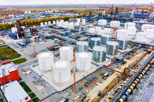 Aerial view on oil refinery plant. Tyumen. Russia