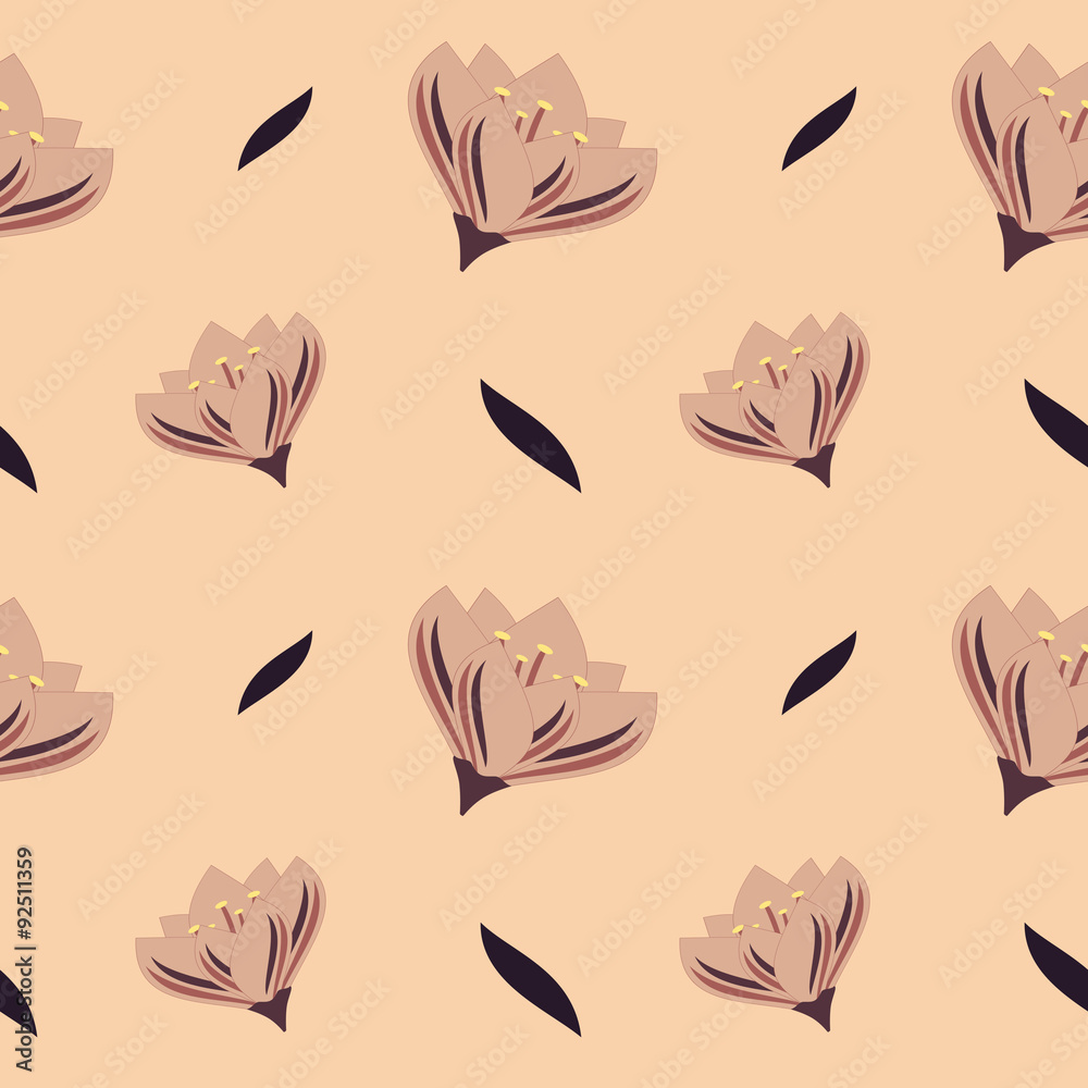 romantic pastel flowers decorative seamless vector pattern background illustration