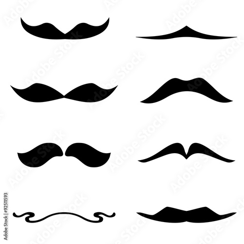 Set of mustaches isolated on white background.