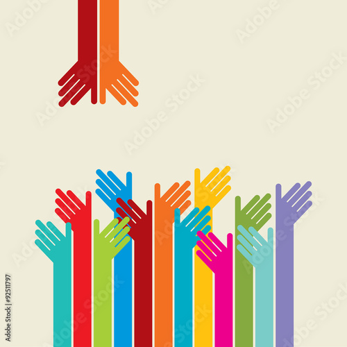 Colorful up hands logo, vector illustration