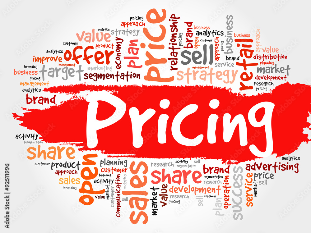 Pricing word cloud, business concept