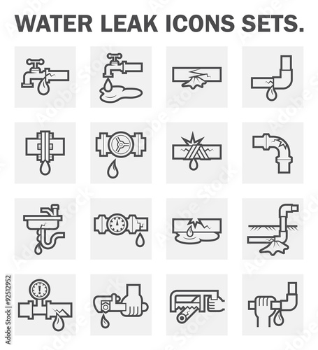 Water leak icons sets.
