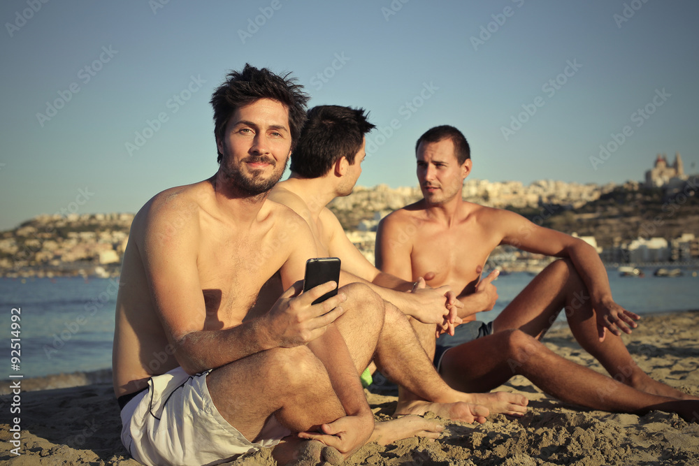Three friends at the beach