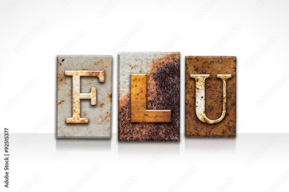 Flu Letterpress Concept Isolated on White