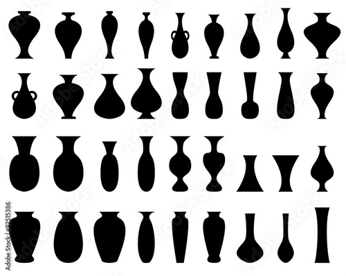 Black silhouette vase set on white
