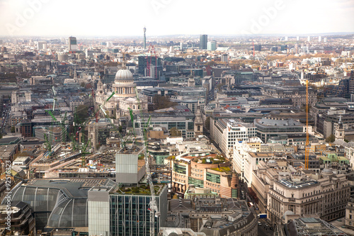 LONDON  UK - SEPTEMBER 17  2015  City of London aerial view  office buildings and streets. London panorama form 32 floor of Walkie-Talkie building