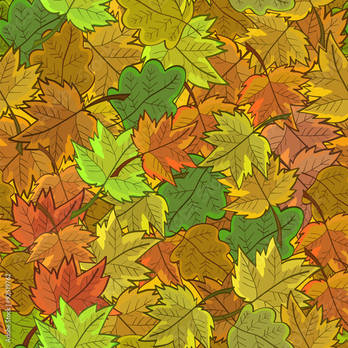 Seamless pattern with colored autumn leaves