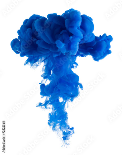 Obraz na plátně Blue paint cloud isolated on white