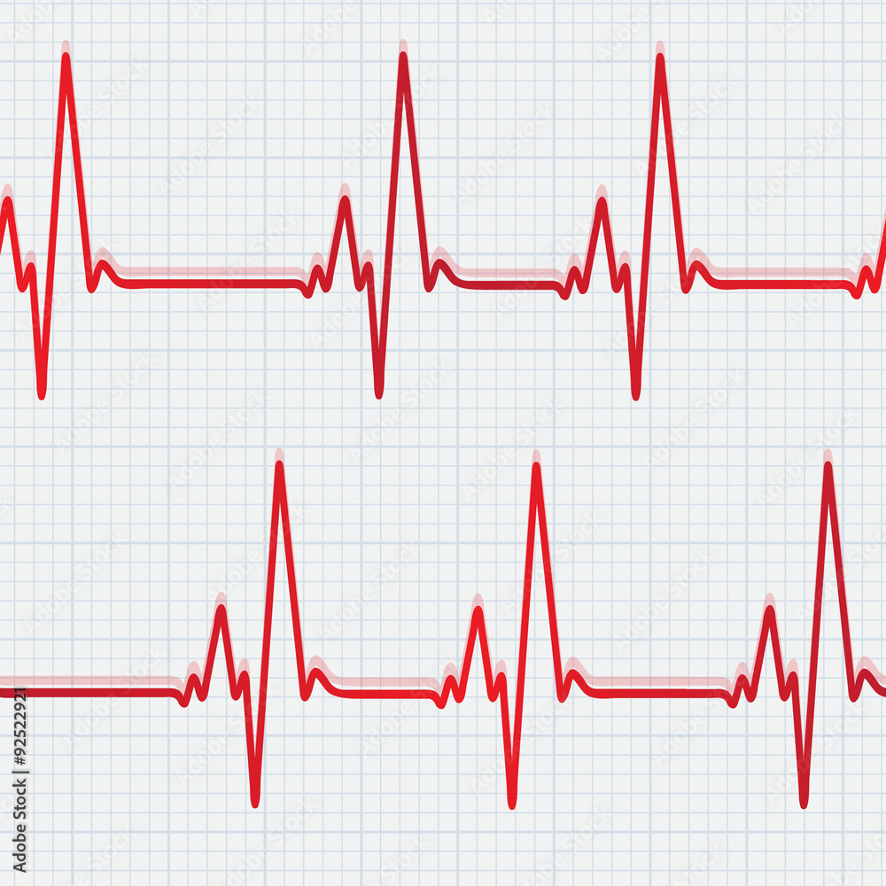 Naklejka premium Seamless pattern with heartbeat