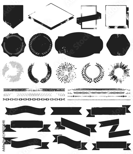 Grunge textured set of vintage styled design
