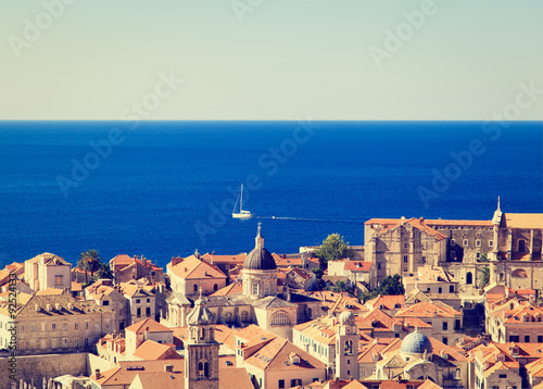 rooftop view of old town in Dubrovnik, Croatia