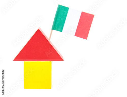 Stylized home with italian flag. All on white background