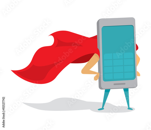 Mobile phone super hero with cape