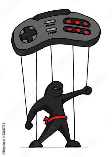 Ninja marionette played by game controller