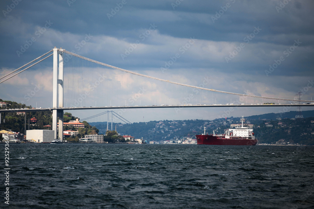 Bosphorus Bridge and ship.