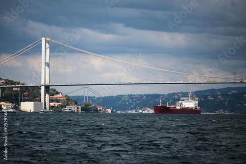 Bosphorus Bridge and ship.