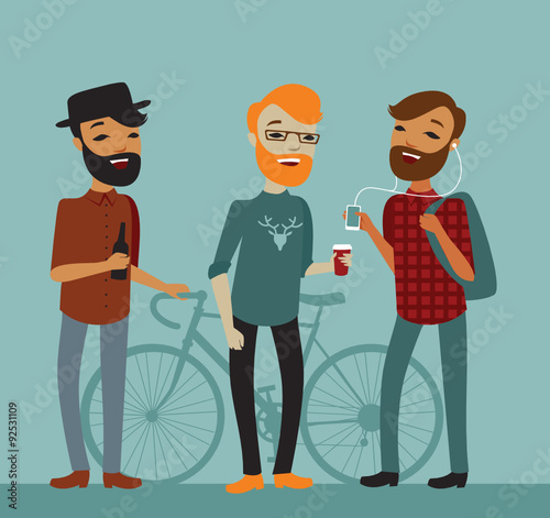 Three young trendy  hipsters