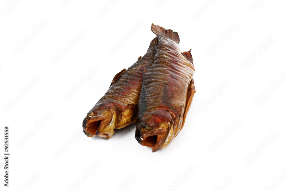 smoked fish isolated, Forelle geräuchert