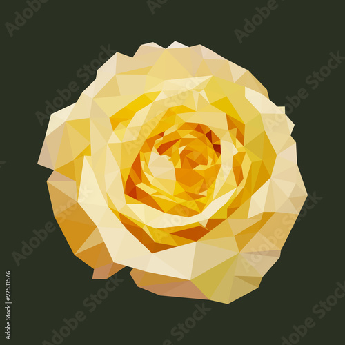 polygonal yellow rose, polygon geometric flower, isolated vector