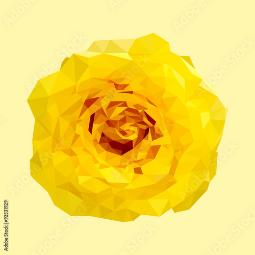 polygonal yellow rose, polygon geometric flower, isolated vector