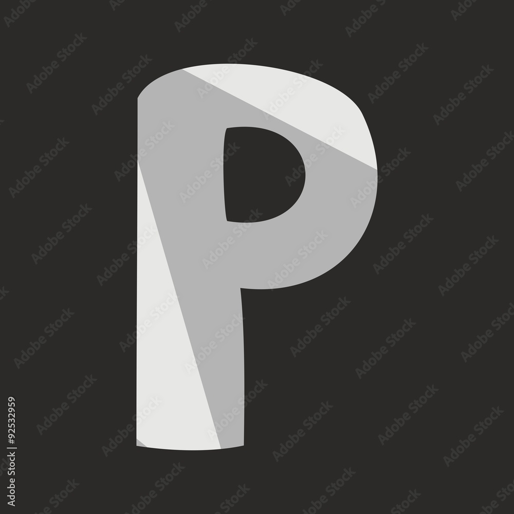 P low poly hand drawn wrapping surface alphabet letter isolated on black background vector illustration P low poly hand drawn wrapping surface alphabet letter isolated on black background vector illustration