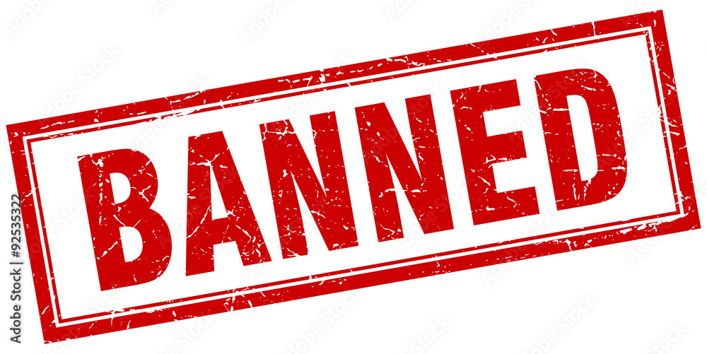 banned red square grunge stamp on white