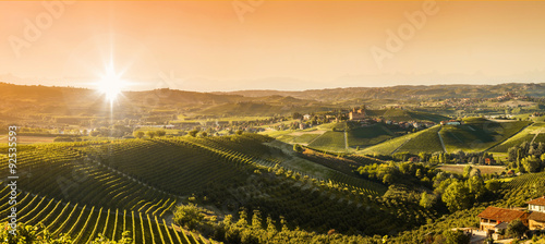 Panoramic view of the Langhe vineyards and hills photo