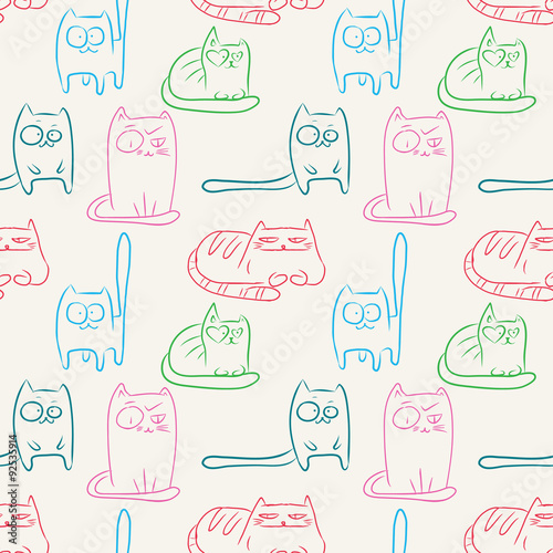 Funny cats seamless pattern