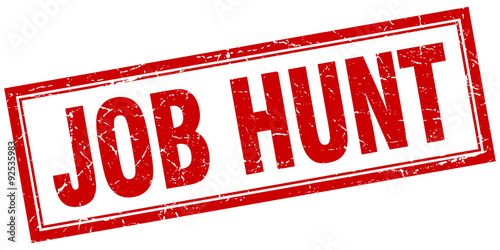 job hunt red square grunge stamp on white