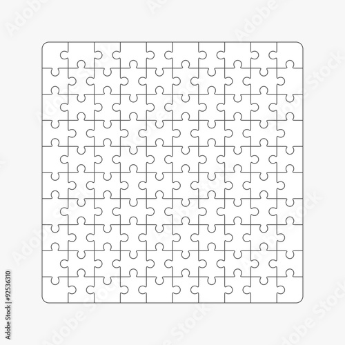Jigsaw puzzle, one hundred blank shapes
